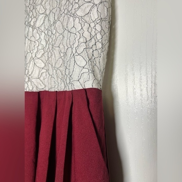 Charming Charlies Fit & Flare Ivory & Wine Dress - Picture 4 of 8